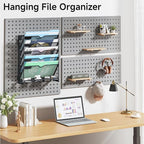 Lavatino 6-Tier Hanging File Organizer, Wall Mount File Holder for Mails Folders Papers Magazine Organization, Vertical Document Organizer for Office Home - Black