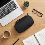 Travel Electronics Pouch Bag, Black Electronics Accessories Organizer Bag, Travel Cable Organizer Pouch for Charger Cord Phone Earphone Mouse