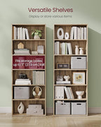VASAGLE Custos Collection - Bookshelf, 6-Tier Bookcase, Book Shelf, Open Storage Shelf, 9.4 x 23.6 x 63.3 Inches, for Living Room, Home Office, Dinning Room, Camel Brown ULBC166T50