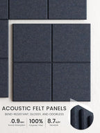 Bumusty Large Cork Board Alternative-36 x24 Felt Bulletin Board Tiles, with 30 Pushpins, 40 Adhesive Tabs, 6-Pack Slat Wall Paneling, Cork Boards for Office Push Pin Felt Board-Deep Charcoal Blue