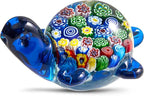 EUSTUMA Hand Blown Glass Sea Turtle Figurines Paperweight,Sea Animal Ornament for Home Decor,Sea Animals Collection for Birthday Gift,Glass Tortoise Sculpture