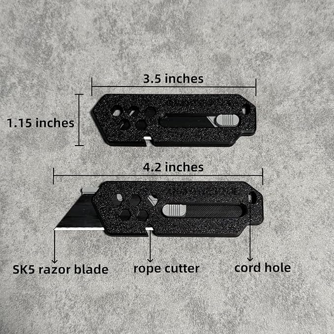 XHM Awesome Small Box Cutter Retractable Blade Ultility Knife, For Artwork, Cardboard Cutting, Package/Letter Opening, Home, Office & EDC Use, Pack of 3 (BLACK)