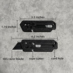 XHM Awesome Small Box Cutter Retractable Blade Ultility Knife, For Artwork, Cardboard Cutting, Package/Letter Opening, Home, Office & EDC Use, Pack of 3 (BLACK)