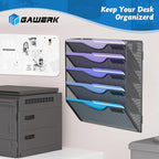 Gawerk 5 Tier Hanging Wall File Organizer, Mesh Mail Paper Orgnization Hanging File Folder Holder for Home Office, Black