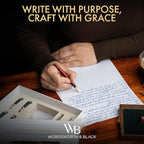 Wordsworth & Black Fountain Pen Gift Set, Includes Ink Bottle, 6 Ink Cartridges,Refill Converter, 4 Replacement Nibs, Luxury Bamboo, Journaling, Calligraphy, Smooth Writing Pens [Violet Wood]