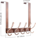 SKOLOO Over The Door Hook, Door Hanger Hooks for Hanging Clothes, Towels, Coats, Hats, Over The Door Towel Hook - Pack of 2, Retro Red, Assembly Required