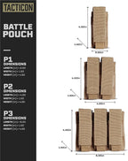 Tacticon P1 P2 P3 BattlePouch | Universal Pistol Mag Pouch | Combat Veteran Owned Company | Molle Single Double Triple Pistol Magazine Holster for Ammo | Tactical Bag Accessories Holder
