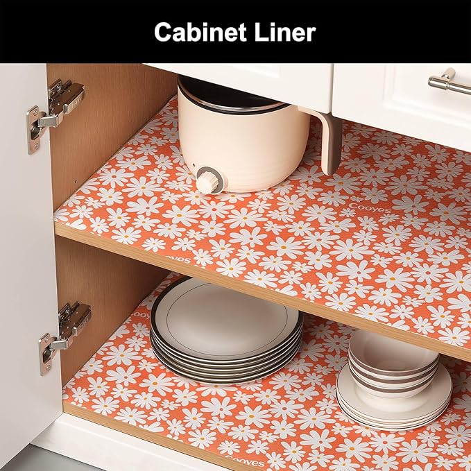 Cooyes Shelf Liner – Premium Non-Adhesive Cabinet & Drawer Liner for Kitchen – Waterproof Shelf Paper with Modern Pattern – Durable EVA Cabinet Mat – Easy to Cut （12" W x 360" L）