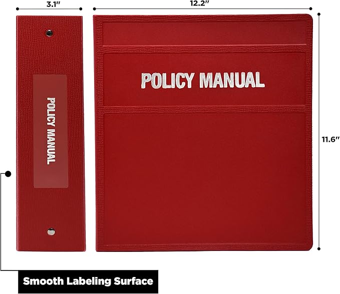 Carstens 3-Inch Heavy Duty Round Ring Binder for Policy Manuals – Side Opening, Brick Red, Durable Plastic Covers, No-Gap Rings, No Pockets, Holds 400 US Letter Sheets, Made in USA (1760-3R)