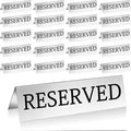 Milkary 30Pcs Metal Reserved Table Signs, Double Sided Reserved Seating Signs with Protect Film, Table Tent Stand Tents Reserved Sign for Wedding Restaurant Parties Ceremony 5.9 x 1.6 Inch Silver