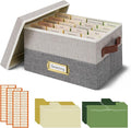 Vienrose Greeting Card Organizer Box with 20 Removable Dividers, 84 Self-Adhesive Labels, Foldable Storage Box Great for Greeting Cards, Photos, Envelopes, Stickers, Postcards Light Grey&Dark Grey