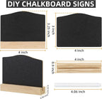 ALOTCHE Mini Chalkboard Signs with Stand, 16 Pack Reusable Wooden Tabletop Chalkboard 4 X 3 Inch, Buffet Food Signs for Party Black Mini Tabletop Sign for Restaurant, Wedding and Bar Countertop