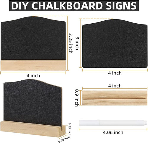 ALOTCHE Mini Chalkboard Signs with Stand, 16 Pack Reusable Wooden Tabletop Chalkboard 4 X 3 Inch, Buffet Food Signs for Party Black Mini Tabletop Sign for Restaurant, Wedding and Bar Countertop