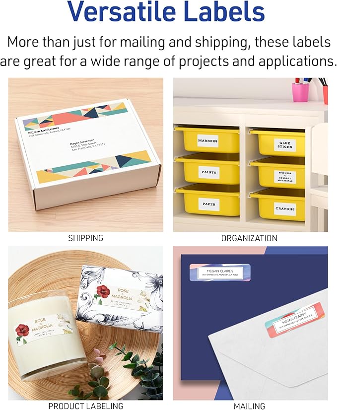Avery Easy Peel Printable Address Labels with Sure Feed, 1" x 2-5/8" Customizable Stickers, White, 300 Blank Mailing Labels, Great for Mailing, Shipping, and More (18160)