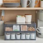 STORi STAX Plastic Stackable Organizer Drawers (Set of 2) Classic Grey | 12.5" Wide | Set Includes One Open Drawer & One Divided Drawer | Organize Office Desk Accessories & Sort Paper | Made in USA