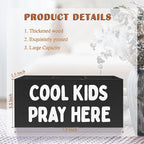 Exqcom Christian Pen Pencil Crayon Holder for Kids Boys, Cool Kids Pray Here Bible Verse Pencil Pen Holder Organizer for Toddler Boys Room Bedroom Desk Accessories,Room Bedroom Decor