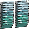 SUPEASY 10-Tier Wall File Organizer, Hanging Wall Files for Papers, Folders, Magazines, Wall Organizer for Clipboard, Assembly Needed, Black, 2 Pack