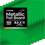 Hygloss Metallic Cardstock Sheets – 100 Shiny Green Sheets, 8.5” x 11” - Sturdy 10 pt. – Metallic Foil Board Paper for Crafts, Scrapbooking, Posters & Decorations
