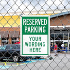 SmartSign 14 x 10 inch Custom “Reserved Parking” Metal Sign - Add Text, 40 mil Laminated Rustproof Aluminum, Green and White, Made in USA