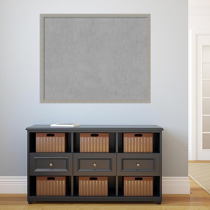 Amanti Art Grey Framed Magnetic Board 34x42 X-Large Vision Board for use with Magnets, 100% Metal Sheet to Display Items as Office Decor or for Home Organization in mudroom, Kitchen or Kids Room