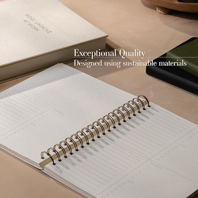 Anecdote 2026 Planner (8.5" x 10") Daily Planner Weekly Monthly Planner - 52 Weeks w/Library Buckram Cover, Brass Spiral - A4 Size Bleed-Resistant Paper – Evergreen