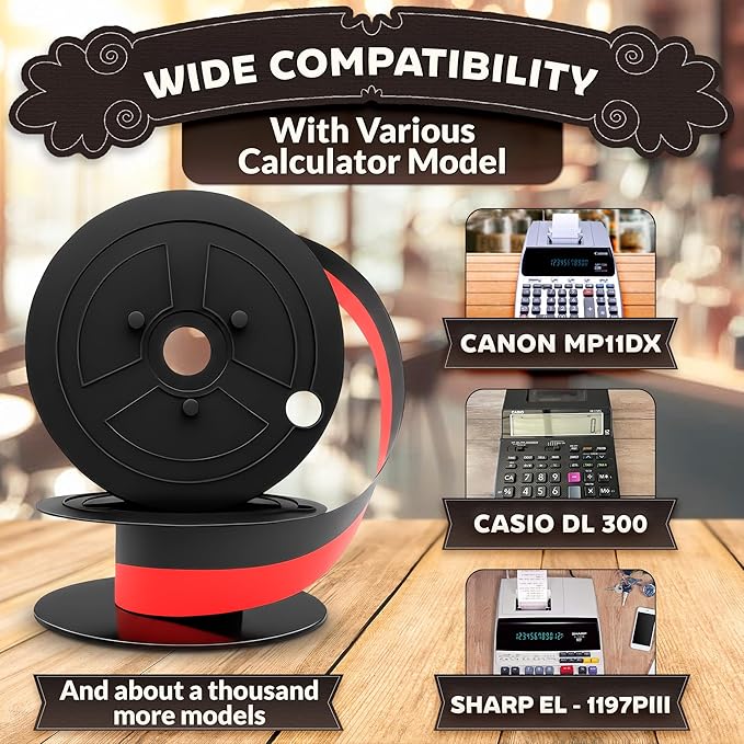 6 Pcs Sharp EL-1197PIII Calculator Ribbon – Canon MP11DX Calculator Rіbbon – Twin Spool Red/Black Replacement Ensures Sharp, Clear, Lasting and Smooth, Reliable Performance