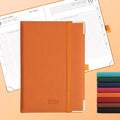 IN-LUXPRO Daily Planner 2026 with One Page Per Day,(A5-8.5" x 5.9"),12 Months Calendar Hourly Appointment Book Monthly Tabs & Self-adhesive Pen Holder,Inner Pocket, Vegan Leather Hardback,Orange