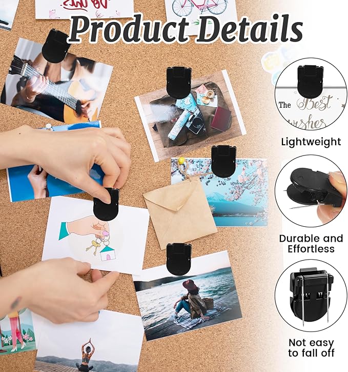 MveLwodx 25 Pcs Black Cubicle Clips for Fabric Walls, Cubicle Hooks Cubical Office Accessories for Works, Cork Board Fabric Clips for Hanging Desk Organization Picture Note Memo Office Photos Wall