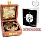 Trust in The Lord With All Your Heart - Proverbs 3:5-6 Quote Engraved Compass With Wooden Box, Greeting Card, Gift Compass, Graduation Day Gifts 2024 for Women Men Boys Girls
