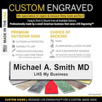 Door Name Plate Personalized for Office White Plastic Name Plate Black Letters - Made in USA 2x4 B16
