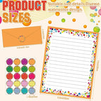TaoBary 160 Pcs Stationery Paper Set 50 Double Sided Stationery Papers with 50 Matching Envelopes and 60 Round Dot Sticker, 10 Design(Polka Dot,8.5 x 11 Inch)