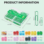 NEEWAY Colorful Paper Clips Assorted Sizes, Small and Large Paperclips, 210 Count, 3 Pack of 70 (Green)