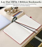 PAIBAS Graph Notebook for Women Men, 160 Pages Grid Paper, Graphing Notebooks for School, Work, Quad Ruled, Inner Pocket, A5 Hardcover Vintage Leather Journals for Writing, 5.8"x8.5" (Burgundy)