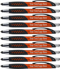 SyPen Personalized Pens With Custom Logo or Text-350 Pack Bulk-for Businesses, Parties, and Events, 2 in 1 Ballpoint Pen & Capacitive Stylus for Touchscreen Devices, Click Action, Black Ink, Orange