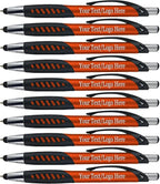 SyPen Personalized Pens With Custom Logo or Text-350 Pack Bulk-for Businesses, Parties, and Events, 2 in 1 Ballpoint Pen & Capacitive Stylus for Touchscreen Devices, Click Action, Black Ink, Orange