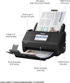 Epson Workforce ES-580W Wireless Color Duplex Desktop Document Scanner for PC and Mac with 100-sheet Auto Document Feeder (ADF) and Intuitive 4.3" Touchscreen. Full 1-Year Limited Warranty (Renewed)