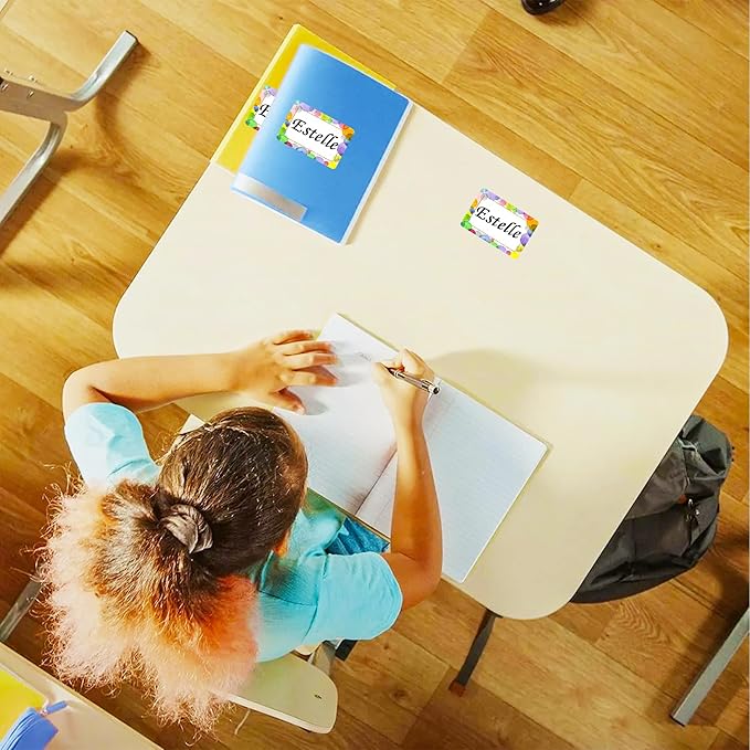 Wonmon 200 PCS Colorful Name Tags Stickers, Self Adhesive Watercolor Dot Style Name Tag Labels Stickers for Back to School Classroom Student Office Desk Cubby Locker Themed Party, 2x3 inch
