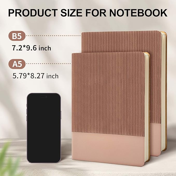 TSFPapier Lined Journal Notebook for Work College Ruled Note Book 5.79"x8.27" A5 PU Leather Daily Journaling 216 Pages for Women Men Writing Home School Supplies Business (Dark Pink)