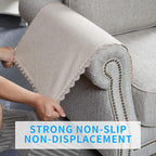 MINJIATEX Couch arm Covers,Non-Slip lace Sofa arm Covers Set of 2 Washable Sofa armrests Covers for Living Room Recliner Chair arm Cover Protectors for Leather Sofa armrest slipcover (MYS-Beige)