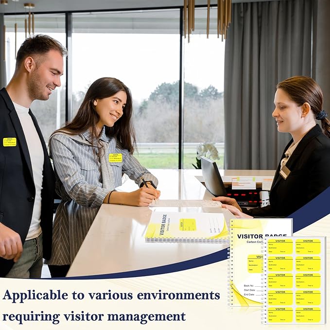 300 Visitor Badges Stickers Visitor Log Book with Carbon Copy Visitor Pass Stickers with Carbonless Visitor Name Tags Guest Registry Log Book for School Business Church