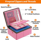 ENGPOW Fireproof Document Box, Hard Case File Box with Fireproof Zipper＆Lock, 6400°F Heat Insulated Fire and Water Resistant File Organizer Storage Safe for Important Documents Laptop Cash, Pink