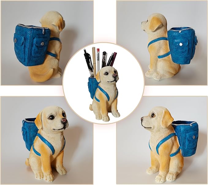 Photour Dog Pen Holder for Desk Pen Pencil Cup Creative Desktop Pen Organizer Pencil Cups for Desk Unique Accessories Decor for Home Office School Gift for Dog Lovers (Labrador Retriever)