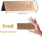 Reserved Sign - Brushed Stainless Steel Free Standing Table Top Compliance Sign - Double Sided - 4.7 By 1.6 Inch - Set of 2 - Copper