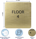 ADA CENTRAL SIGNS - 6" X6" Floor 4 Sign - ADA Compliant Tactile Graphics Grade 2 Braille Text Acrylic Wall Signs - Directional Assistance, Floor Number Safety Sign for Office, school Hospital, Apartment