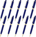 DISCOUNT PROMOS 10 Ultra Executive Pens Pack - Twist To Write, Gold Accent - Blue