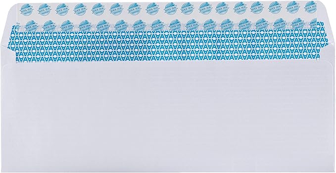 Aimoh 1000#10 Custom Printed Security Tinted Self-Seal Envelopes - Personalized with Logo and Address/Return Address Imprinted -Size 4-1/8 X 9-1/2" -White -24 LB -1000 Count (74001)
