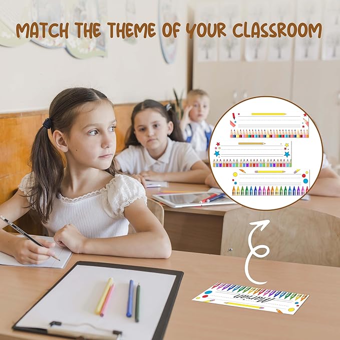 Name Tags for Classroom Cubbies, 30 Colorful Name Plates for Desks, Back to School Self Adhesive Name Tags Sticker for Teachers Elementary - A09