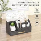 Wisuce Bamboo Mail Organizer Countertop with Drawers, Wooden Desk Organizer File Bill Sorter Storage Box for Desktop Letter Envelope Countertop Holder for Office Home School Organization