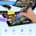 Jesew Acrylic Paint Markers, 10 Jumbo Colored Markers, 15mm Jumbo Felt Tip, Waterproof and Permanent Ink Paint Pens for Rock Painting, Stone, Ceramic, Glass, Wood, Canvas, Outdoor Paintings,Signs