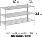 Regal Altair 24" Deep x 60" Wide x 34" Height Wire Shelving Kit | 3-Tier | NSF Commercial Storage Rack Unit